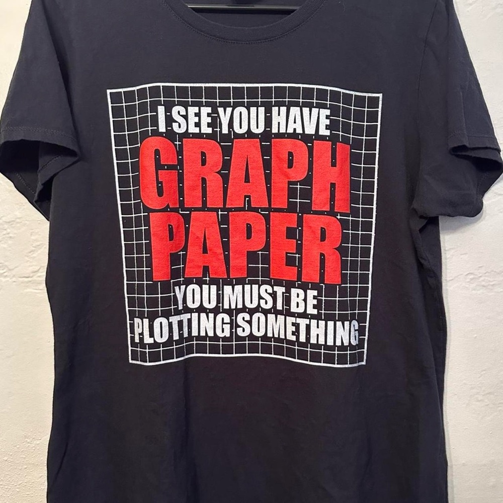 Black Graphic Tee with Red Text